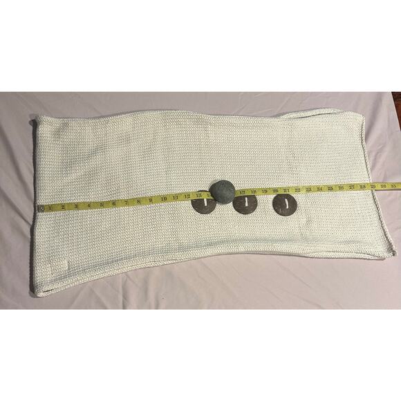 Pure Handknit Button Wrap Cardigan Poncho Shrug Scarf Cotton OS Cream preppy - Picture 3 of 6